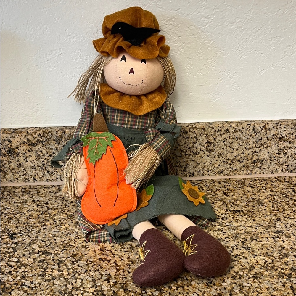 Fall Scarecrow Doll with Pumpkin